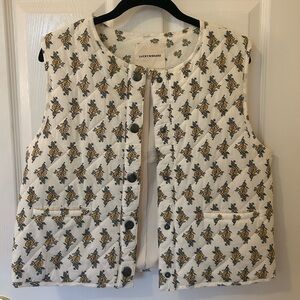 Lucky Brand Yellow Floral Quilted Vest